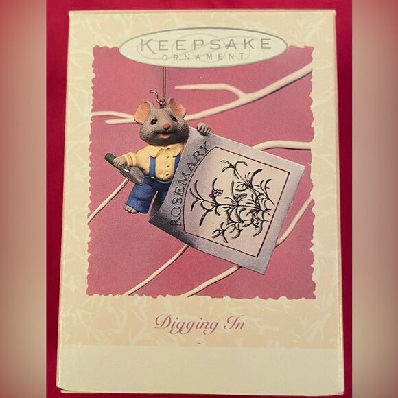 Easter Hallmark Keepsake Ornament 1997 Digging In Mouse Spring Planting Rosemary - Picture 1 of 8